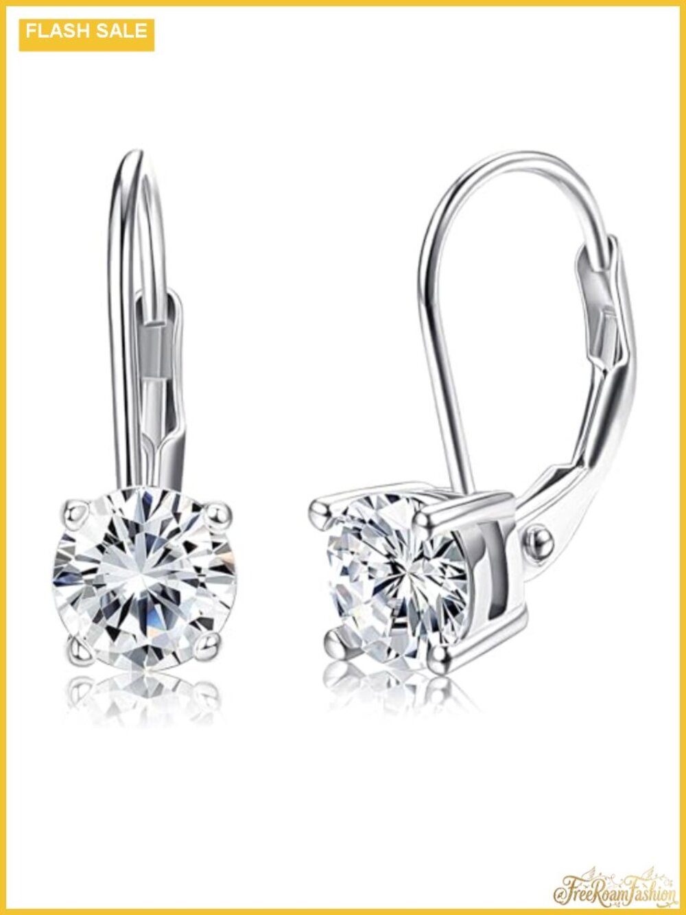 925 Sterling Silver Leverback Cubic Zirconia Drop Dangle Earrings